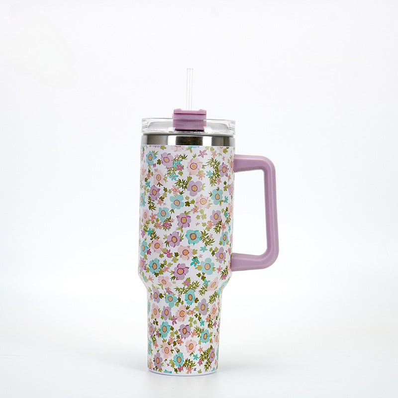 Wholesale 40oz Stainless Steel Western Style Aztec Leopard Print Car Straw Cup Ice Bullies Cup